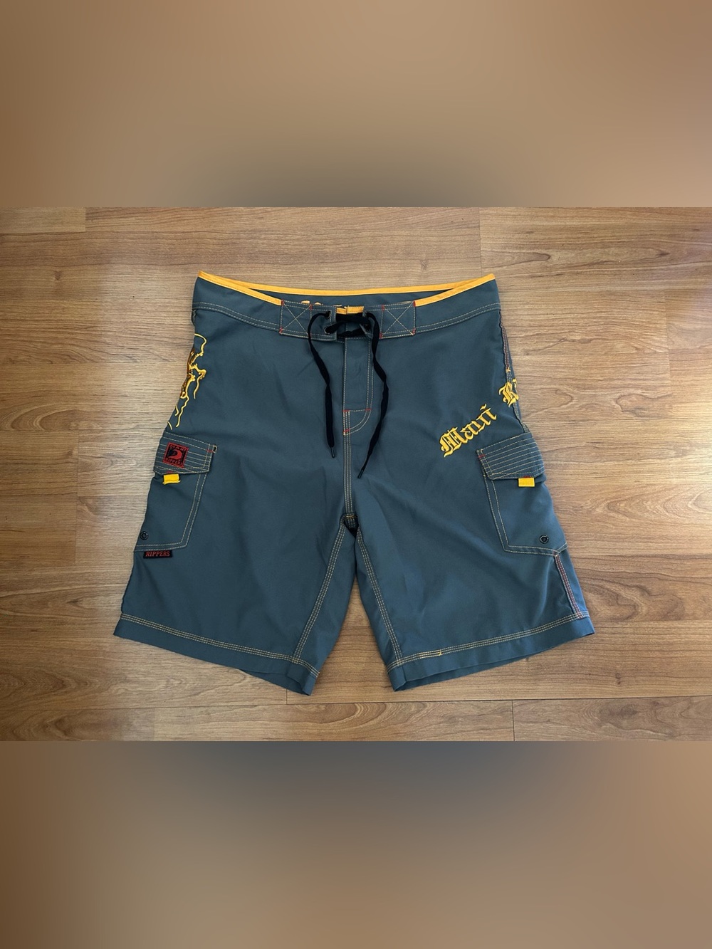 Maui Rippers GREY 21" HAWAIIAN OCTO TAKO FISHING SHORTS Size 34